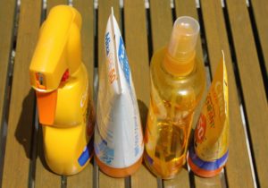 a collection of sunscreens