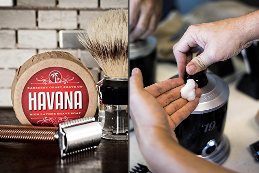 a brand of shaving soap and a shaving cream warmer