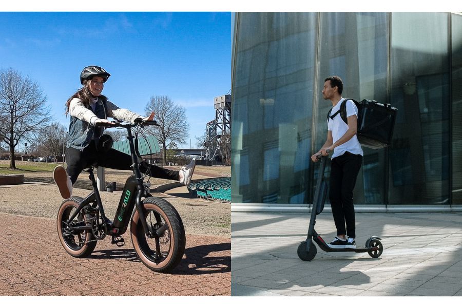 Side by side view of Emerald Ebike vs Electric Scooter