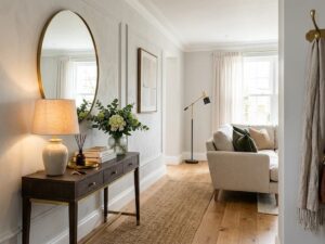 a nicely decorated interior home space